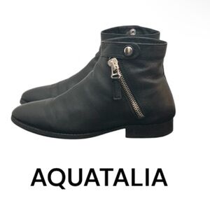 Authentic Aquatalia designer black leather ankle boots sz 8